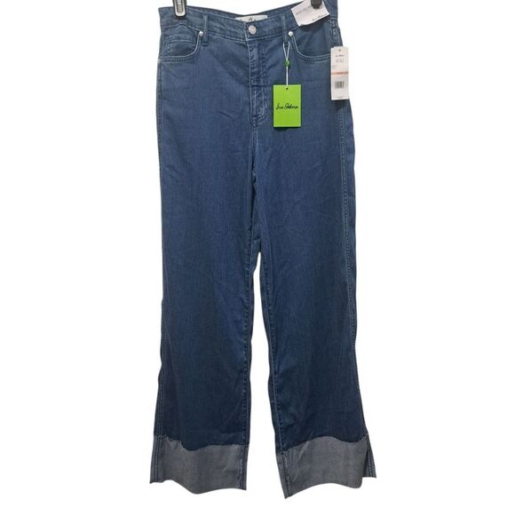 Sam Edelman High Rise Cuffed Boho Wide Leg Denim Jeans Mystic Size 26 NWT - Picture 1 of 14